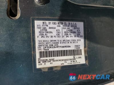 Zdjęcie 12 z 12 samochodu: 1996 FORD RANGER SUPER CAB VIN:1FTCR15U9TTA69356 - miniatura