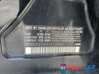 Zdjęcie 12 z 12 samochodu: 2004 MERCEDES-BENZ E 320 VIN:WDBUF65JX4A515560 - miniatura