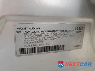 Zdjęcie 13 z 13 samochodu: 2004 AUDI A4 3.0 QUATTRO VIN:WAULT68E84A135019 - miniatura