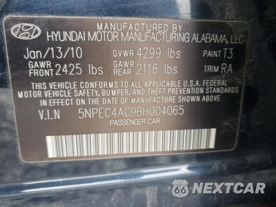 Zdjęcie 12 z 14 samochodu: 2011 HYUNDAI SONATA SE VIN:5NPEC4AC9BH004065 - miniatura