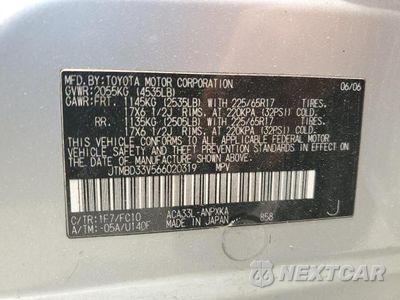 Zdjęcie 12 z 12 samochodu: 2006 TOYOTA RAV4 VIN:JTMBD33V566020319 - miniatura