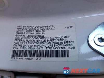 Zdjęcie 12 z 12 samochodu: 2022 HONDA ACCORD SPORT VIN:1HGCV1F33NA104975 - miniatura