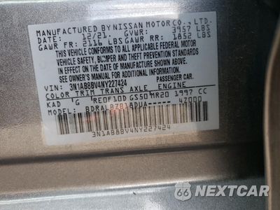 Zdjęcie 12 z 12 samochodu: 2022 NISSAN SENTRA S VIN:3N1AB8BV4NY227424 - miniatura
