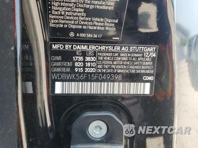 Zdjęcie 12 z 12 samochodu: 2005 MERCEDES-BENZ SLK 350 VIN:WDBWK56F15F049398 - miniatura