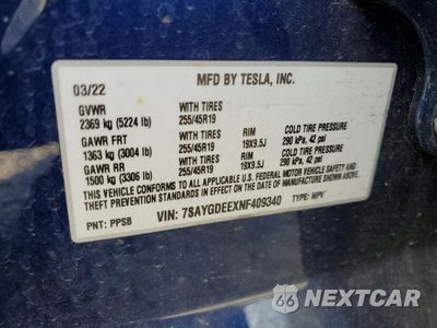 Zdjęcie 13 z 13 samochodu: 2022 TESLA MODEL Y VIN:7SAYGDEEXNF409340 - miniatura