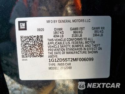 Zdjęcie 12 z 13 samochodu: 2021 CHEVROLET MALIBU LT VIN:1G1ZD5ST2MF006099 - miniatura