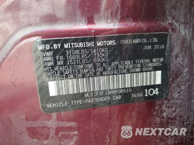 Zdjęcie 12 z 13 samochodu: 2017 MITSUBISHI MIRAGE G4 ES VIN:ML32F3FJ3HHF08510 - miniatura