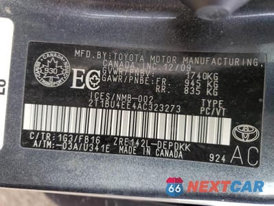 Zdjęcie 12 z 12 samochodu: 2010 TOYOTA COROLLA BASE VIN:2T1BU4EE4AC323273 - miniatura