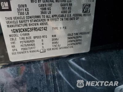 Zdjęcie 13 z 13 samochodu: 2015 CHEVROLET SUBURBAN C1500 LTZ VIN:1GNSCKKC3FR542742 - miniatura