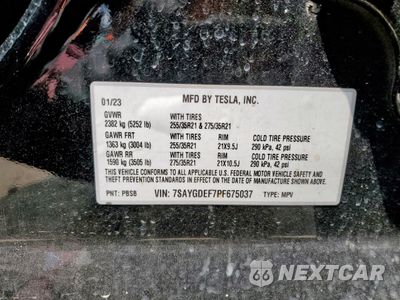 Zdjęcie 13 z 13 samochodu: 2023 TESLA MODEL Y VIN:7SAYGDEF7PF675037 - miniatura