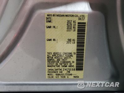 Zdjęcie 12 z 14 samochodu: 2017 NISSAN ALTIMA 2.5 VIN:1N4AL3AP7HC247038 - miniatura