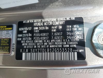 Zdjęcie 13 z 13 samochodu: 2018 HYUNDAI SANTA FE SPORT VIN:5XYZTDLB1JG553528 - miniatura