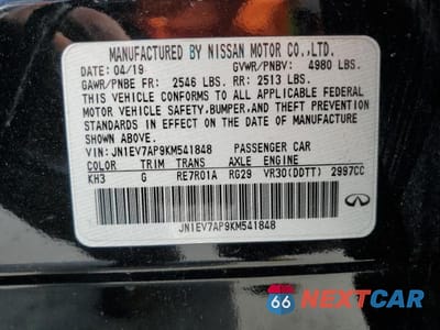 Zdjęcie 12 z 12 samochodu: 2019 INFINITI Q50 LUXE VIN:JN1EV7AP9KM541848 - miniatura