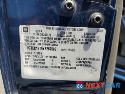 Zdjęcie 12 z 12 samochodu: 2000 GMC NEW SIERRA C1500 VIN:1GTEC19T9YZ267502 - miniatura