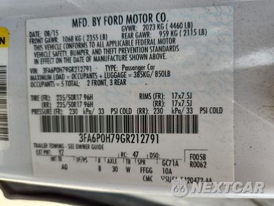 Zdjęcie 12 z 14 samochodu: 2016 FORD FUSION SE VIN:3FA6P0H79GR212791 - miniatura