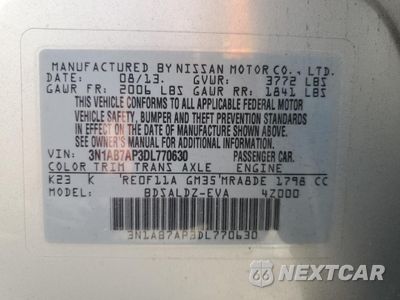 Zdjęcie 12 z 12 samochodu: 2013 NISSAN SENTRA S VIN:3N1AB7AP3DL770630 - miniatura