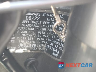 Zdjęcie 9 z 10 samochodu: 2023 KAWASAKI ZX1002 K VIN:JKBZXVK16PA031043 - miniatura