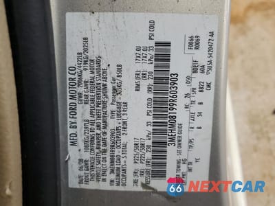 Zdjęcie 12 z 13 samochodu: 2009 MERCURY MILAN PREMIER VIN:3MEHM08199R603903 - miniatura