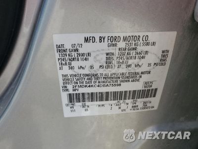 Zdjęcie 13 z 14 samochodu: 2013 FORD EDGE LIMITED VIN:2FMDK4KC4DBA75598 - miniatura
