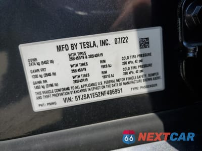 Zdjęcie 12 z 12 samochodu: 2022 TESLA MODEL S VIN:5YJSA1E52NF486951 - miniatura