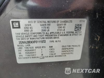 Zdjęcie 13 z 15 samochodu: 2015 CHEVROLET EQUINOX LT VIN:2GNALBEKXF6111972 - miniatura
