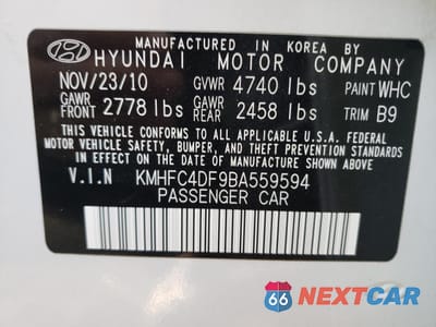 Zdjęcie 12 z 12 samochodu: 2011 HYUNDAI AZERA GLS VIN:KMHFC4DF9BA559594 - miniatura