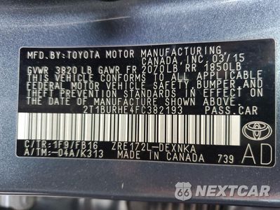 Zdjęcie 12 z 12 samochodu: 2015 TOYOTA COROLLA L VIN:2T1BURHE4FC382193 - miniatura