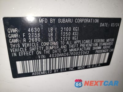 Zdjęcie 12 z 12 samochodu: 2024 SUBARU LEGACY PREMIUM VIN:4S3BWAD67R3022343 - miniatura