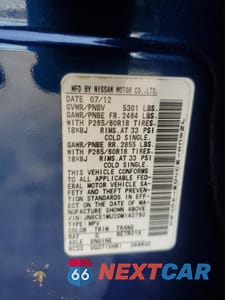 Zdjęcie 12 z 12 samochodu: 2013 INFINITI FX37 VIN:JN8CS1MU2DM140760 - miniatura