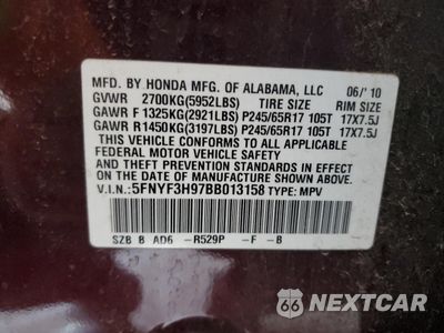 Zdjęcie 13 z 13 samochodu: 2011 HONDA PILOT TOURING VIN:5FNYF3H97BB013158 - miniatura