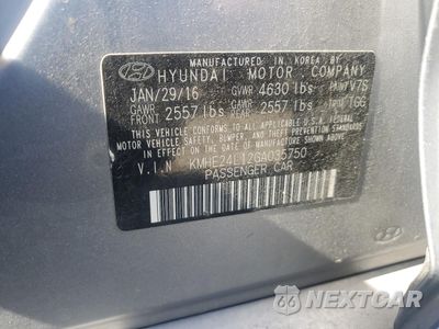 Zdjęcie 12 z 12 samochodu: 2016 HYUNDAI SONATA HYBRID VIN:KMHE24L12GA035750 - miniatura
