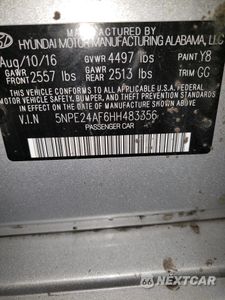 Zdjęcie 12 z 12 samochodu: 2017 HYUNDAI SONATA SE VIN:5NPE24AF6HH483356 - miniatura