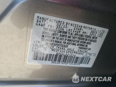 Zdjęcie 12 z 12 samochodu: 2015 NISSAN SENTRA S VIN:3N1AB7AP0FY243439 - miniatura
