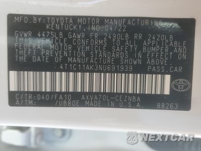 Zdjęcie 12 z 15 samochodu: 2022 TOYOTA CAMRY LE VIN:4T1C11AK3NU691939 - miniatura