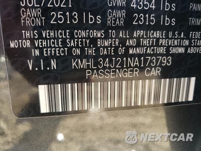 Zdjęcie 12 z 13 samochodu: 2022 HYUNDAI SONATA LIMITED VIN:KMHL34J21NA173793 - miniatura