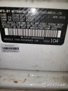 Zdjęcie 12 z 13 samochodu: 2017 MITSUBISHI MIRAGE G4 ES VIN:ML32F3FJ8HH003558 - miniatura