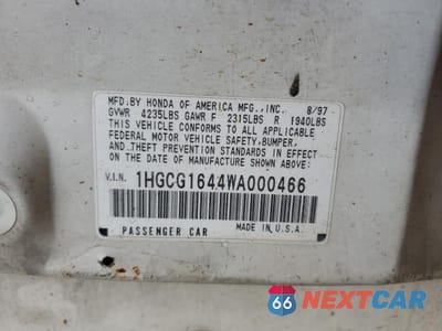 Zdjęcie 13 z 13 samochodu: 1998 HONDA ACCORD LX VIN:1HGCG1644WA000466 - miniatura
