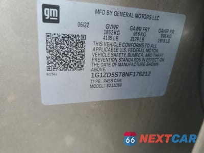 Zdjęcie 12 z 12 samochodu: 2022 CHEVROLET MALIBU LT VIN:1G1ZD5ST8NF176212 - miniatura