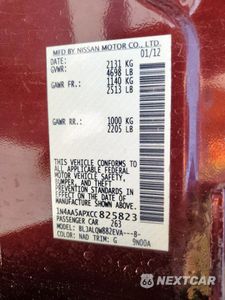 Zdjęcie 12 z 12 samochodu: 2012 NISSAN MAXIMA S VIN:1N4AA5APXCC825823 - miniatura