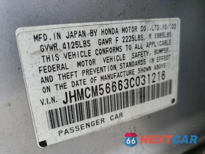 Zdjęcie 13 z 13 samochodu: 2003 HONDA ACCORD EX VIN:JHMCM56663C031216 - miniatura