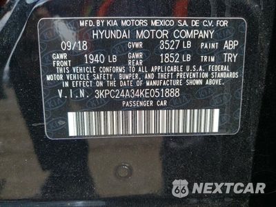 Zdjęcie 12 z 12 samochodu: 2019 HYUNDAI ACCENT SE VIN:3KPC24A34KE051888 - miniatura