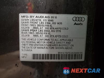 Zdjęcie 13 z 13 samochodu: 2010 AUDI Q7 PREMIUM PLUS VIN:WA1LYAFE2AD008135 - miniatura