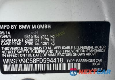 Zdjęcie 10 z 10 samochodu: 2015 BMW M5 VIN:WBSFV9C58FD594418 - miniatura