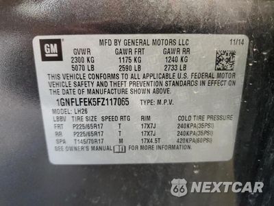 Zdjęcie 12 z 12 samochodu: 2015 CHEVROLET EQUINOX LT VIN:1GNFLFEK5FZ117065 - miniatura