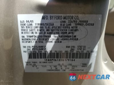 Zdjęcie 12 z 12 samochodu: 2005 FORD FIVE HUNDRED SE VIN:1FAHP26135G179164 - miniatura