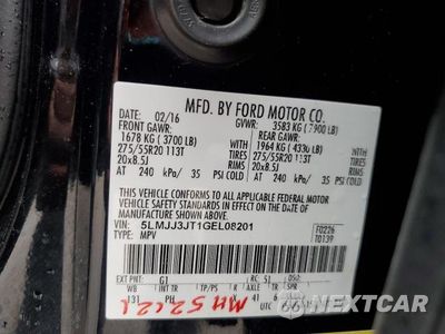 Zdjęcie 14 z 14 samochodu: 2016 LINCOLN NAVIGATOR L SELECT VIN:5LMJJ3JT1GEL08201 - miniatura