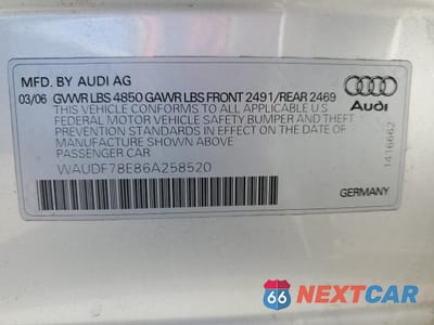 Zdjęcie 12 z 12 samochodu: 2006 AUDI A4 2.0T QUATTRO VIN:WAUDF78E86A258520 - miniatura