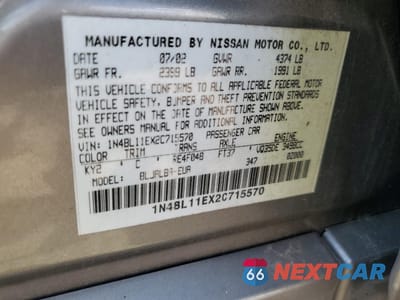 Zdjęcie 13 z 13 samochodu: 2002 NISSAN ALTIMA SE VIN:1N4BL11EX2C715570 - miniatura