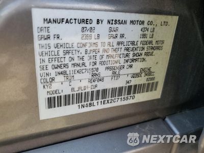 Zdjęcie 13 z 13 samochodu: 2002 NISSAN ALTIMA SE VIN:1N4BL11EX2C715570 - miniatura