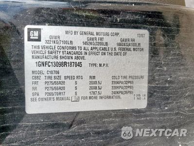 Zdjęcie 13 z 13 samochodu: 2008 CHEVROLET TAHOE C1500 VIN:1GNFC13098R187045 - miniatura